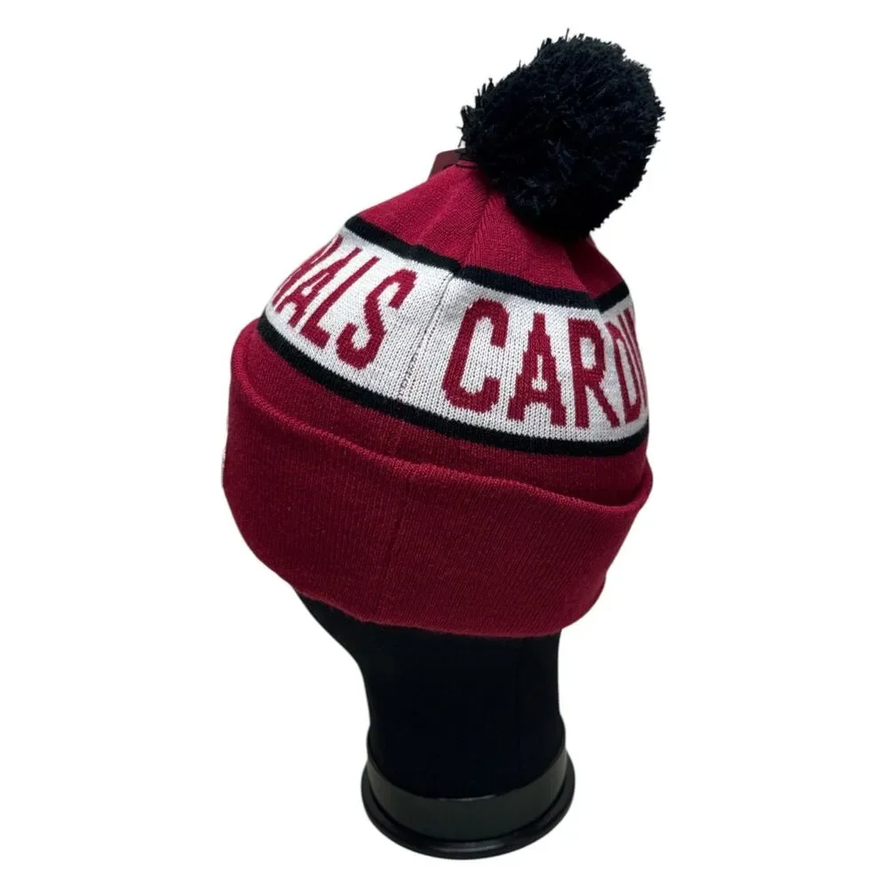 Arizona Cardinals NFL Mens Logo Repeat Cuffed Knit Pom Beanie Hat Red Black OSFM